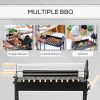 Outsunny Portable Charcoal BBQ Grills Steel Rotisserie Outdoor Cooking Height Adjustable with 4 Wheels Large / Small Skewers Portability for Patio, Ba