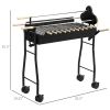 Outsunny Portable Charcoal BBQ Grills Steel Rotisserie Outdoor Cooking Height Adjustable with 4 Wheels Large / Small Skewers Portability for Patio, Ba