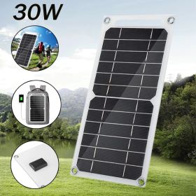 30W Solar Panel USB Waterproof Outdoor Hike Camping Portable Cells Battery Solar Charger Plate for Mobile Phone Power Bank (Wattage: 30W-300x145mm)