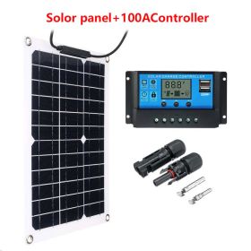 20W-300W Solar Panel 12V Solar Cell 100A Controller Solar Panel for Phone RV Car MP3 PAD Charger Outdoor Battery Supply Camping (Color: With 100A Controller)