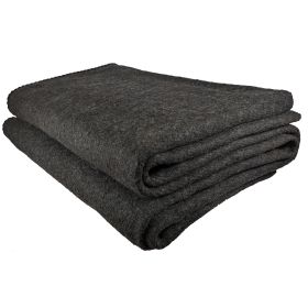 Extra Large Wool Blanket with Zippered Bag | Warm;  Comfortable;  Stylish;  Military | XL Queen / King - 72 x 92 in;  80% wool;  5.35 lbs | Camping; (Color: Charcoal)