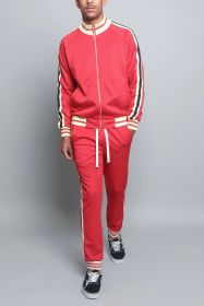 Sports Men Two-piece Suit (Option: Leather Red-XXXL)